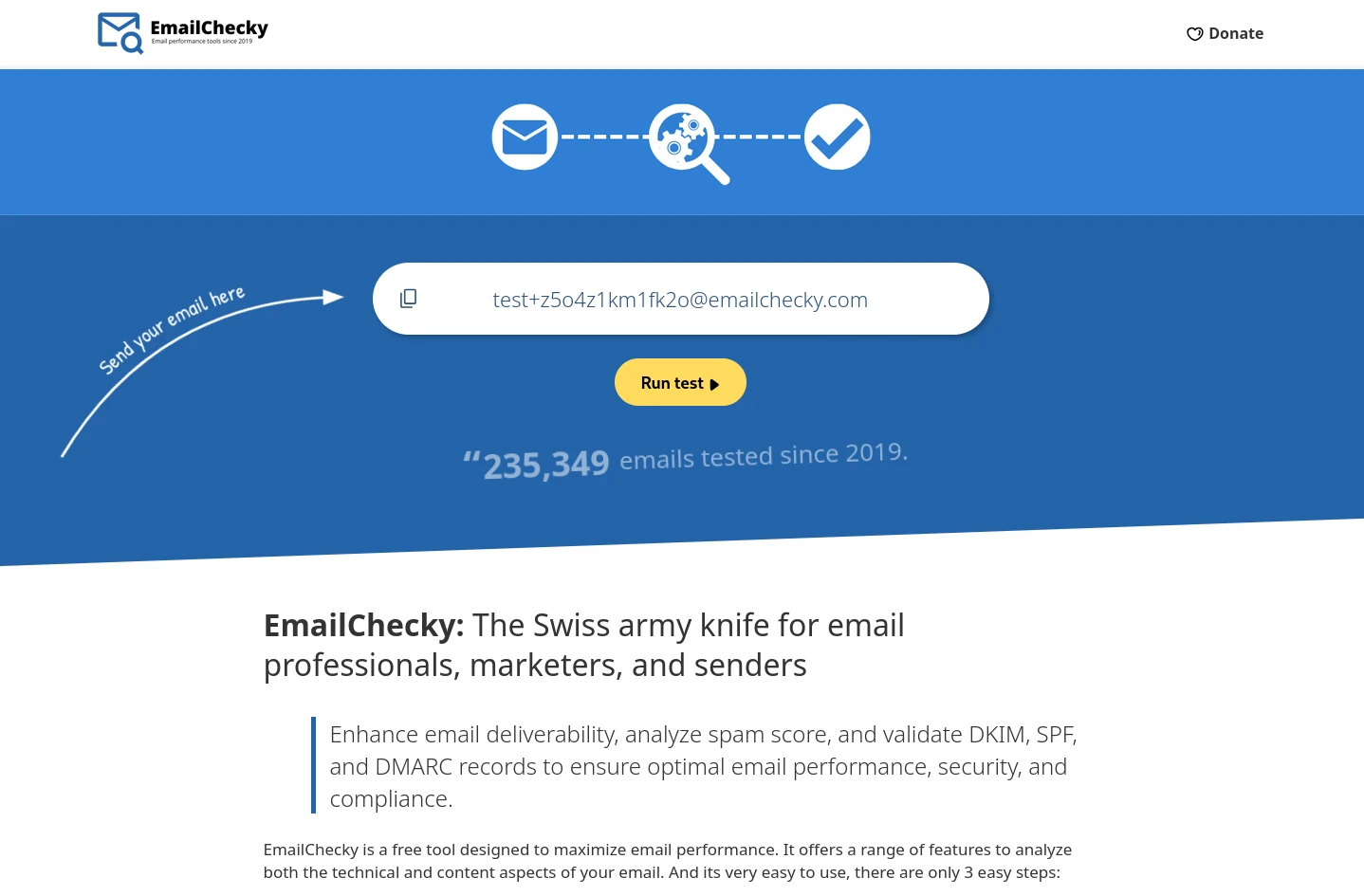 Affiliate site example: EmailChecky.com