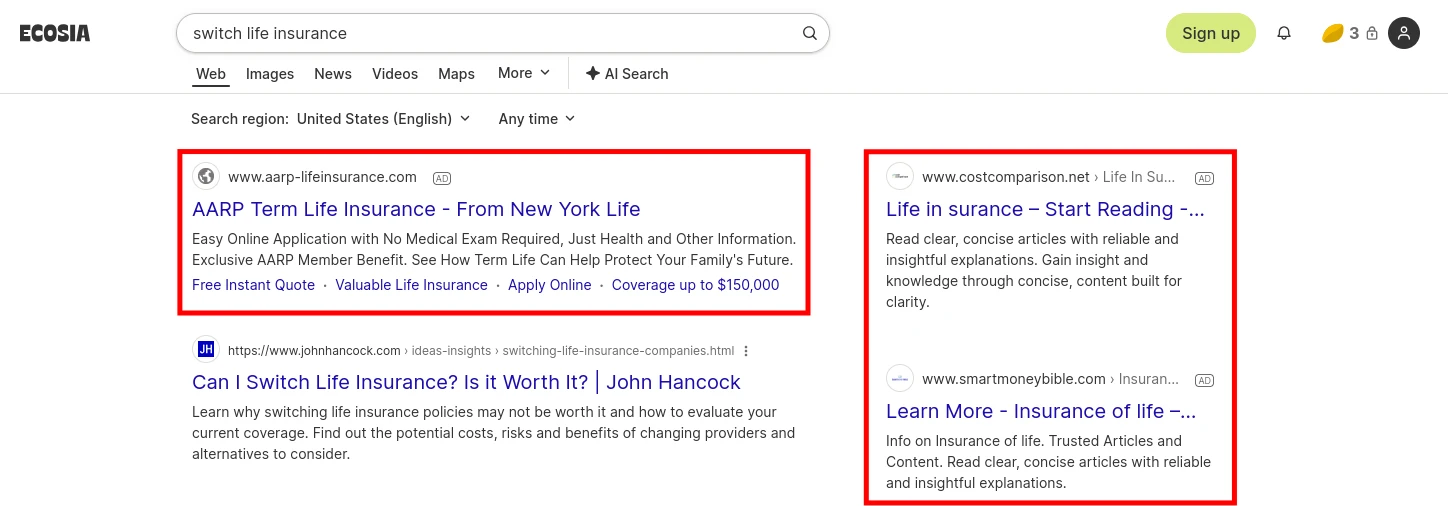 Example ads: Switch life insurance